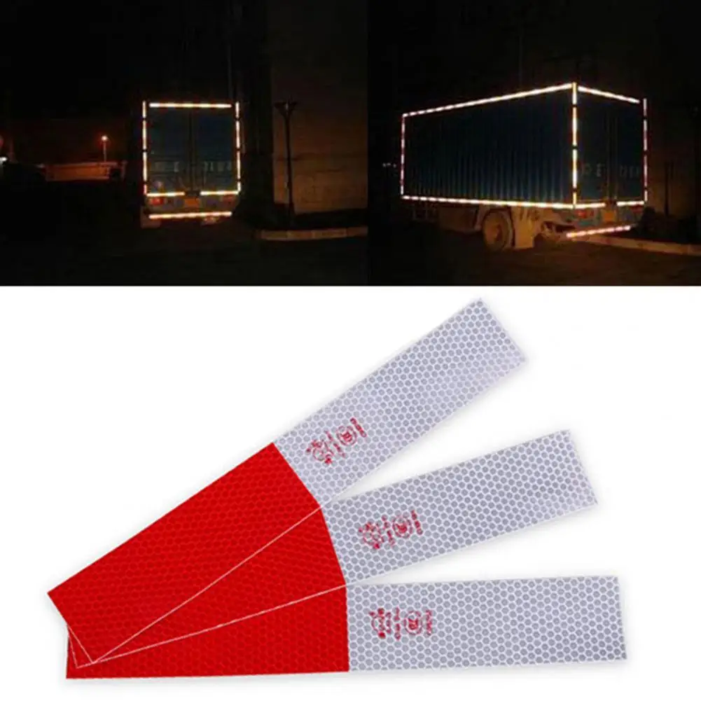 

10Pcs Warning Strips Easy to Stick Self-adhesive Rectangle Shape Night Reflective Safety Warning Strip Tape Stickers for Car