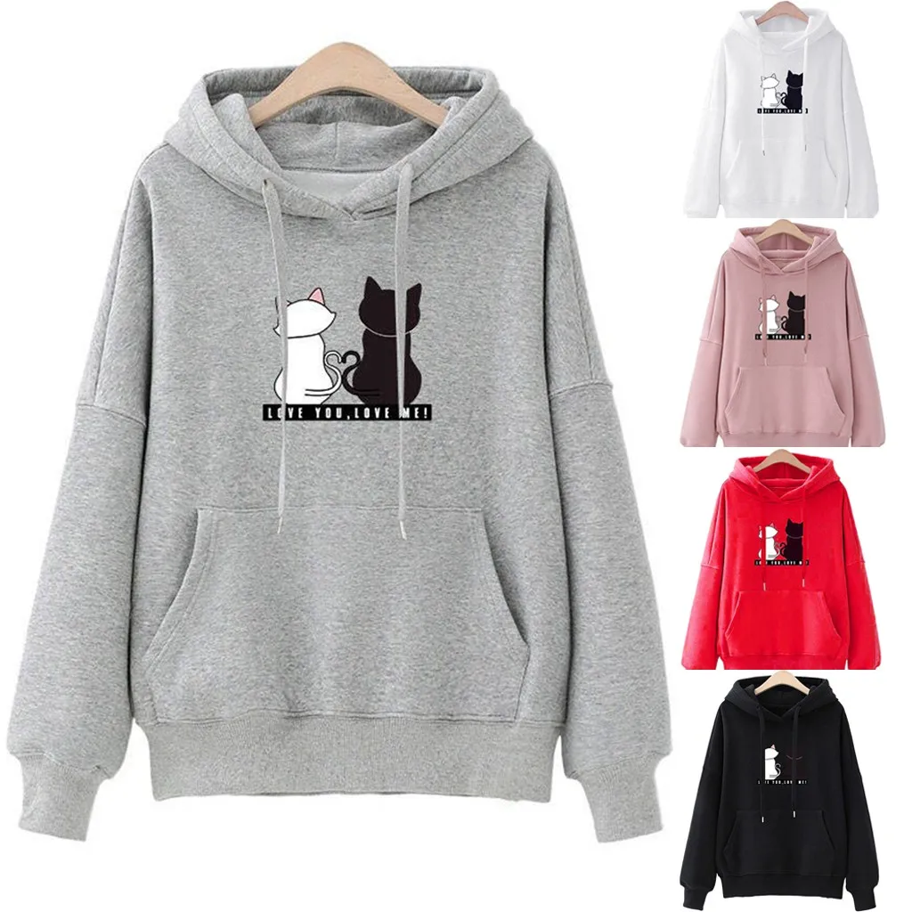 

Streetwear Hoodies Women Sweatshirt Autumn Long Sleeve Hoodies Harajuku Hoodie Cute Cat Print Sweatshirt Women Sudadera Mujer #