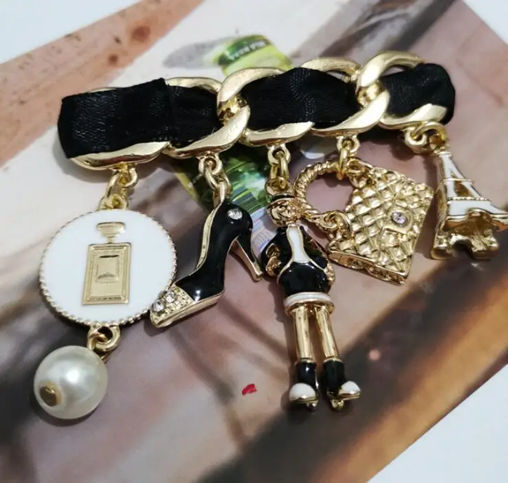 Ретро Хрустальная цепочка ручной работы с бахромой Броши No. 5 жемчуг кисточка