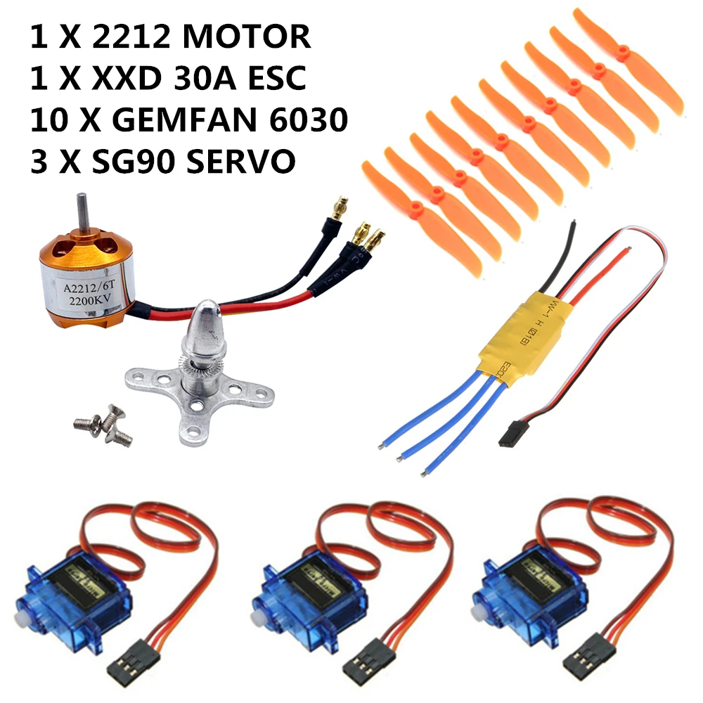 XXD A2212 мотор Combo 930KV 1000KV 1400KV 2200KV 30A ESC 10 шт Gemfan 6030 винт с прямым приводом 3PCS SG90 Mini