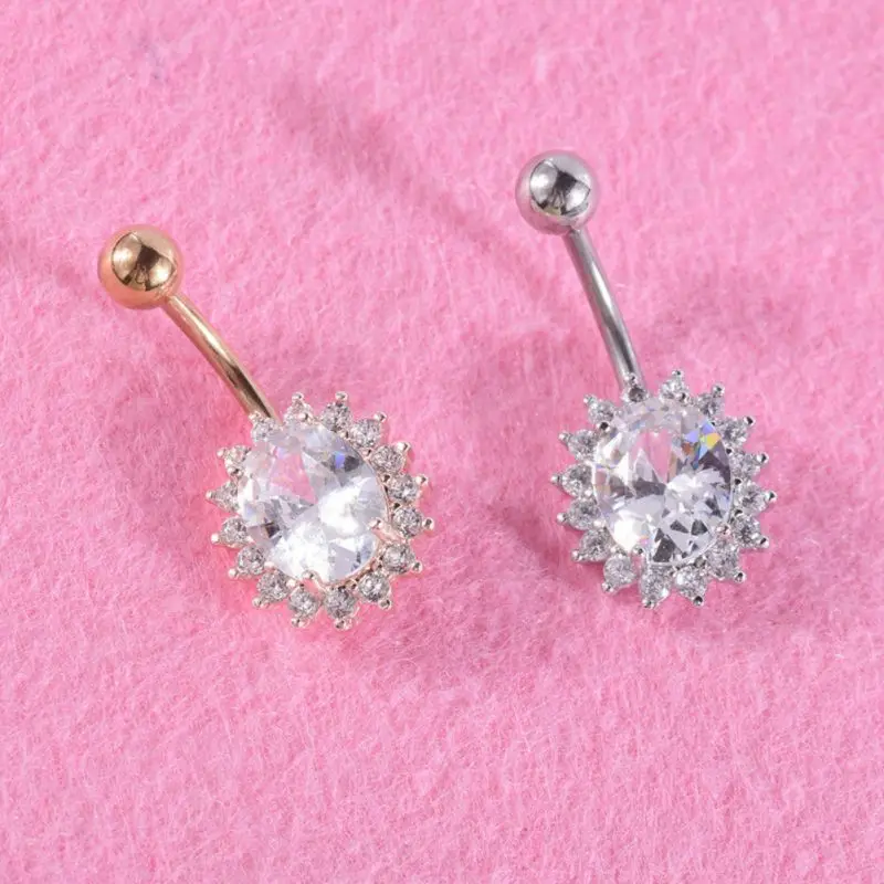 1 шт Стразы пирсинг ювелирные изделия циркон пупка кольцо Модные шикарные кольца