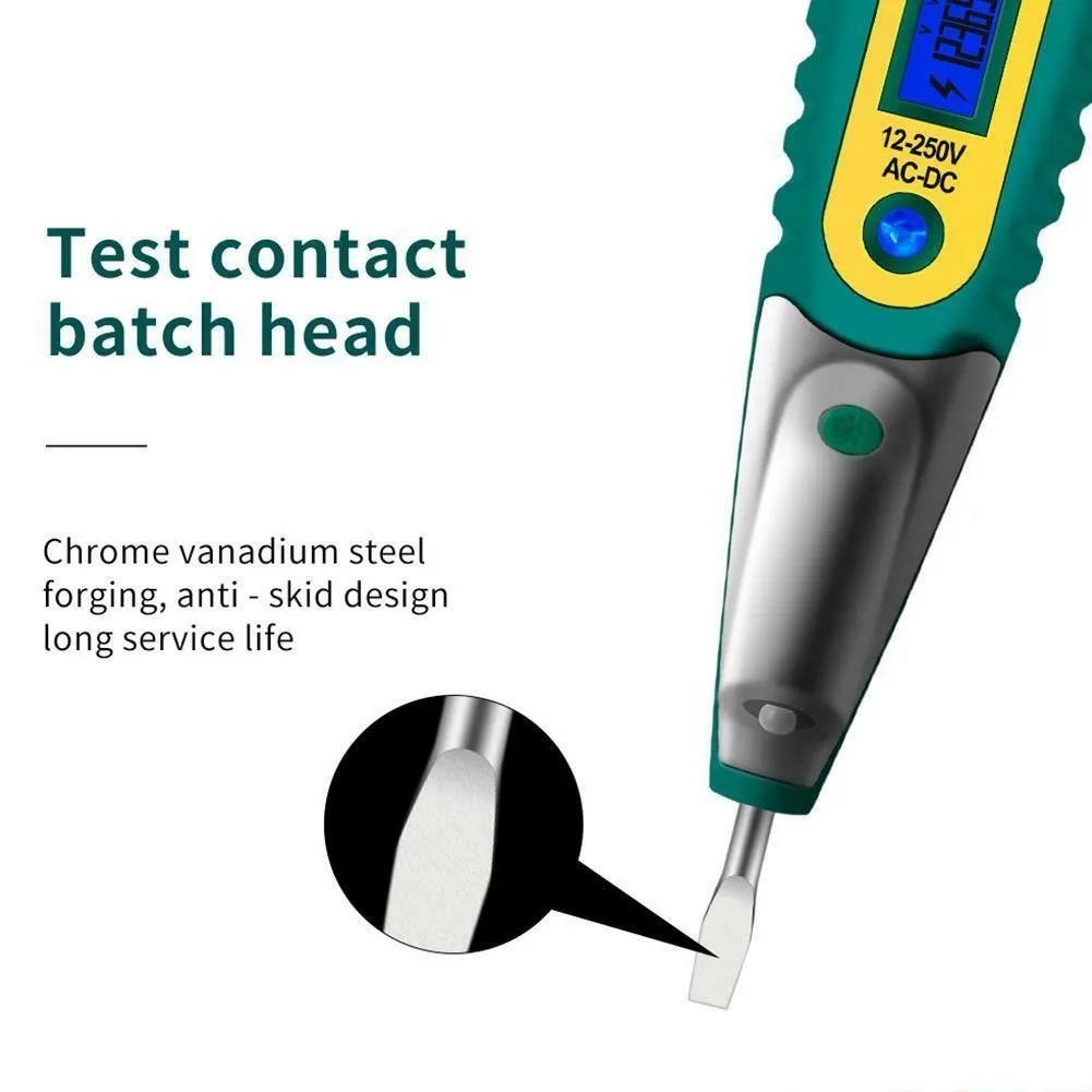 

AC/DC Non-Contact LCD Electric Test Pen Voltage Digital Detector Tester With Battery Electric Pen Sound Light Alarm Voltage Test