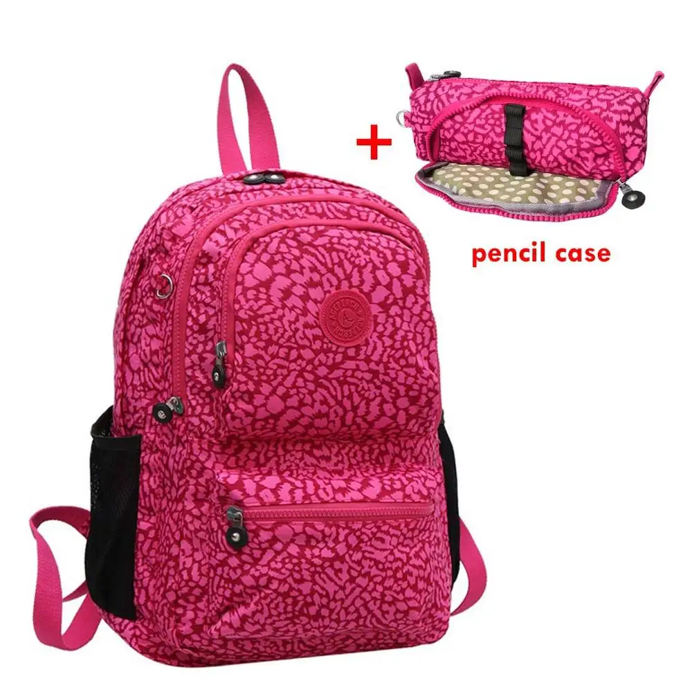 2 pieces Leopard ACEPERCH Повседневный школьный рюкзак для девочек-подростков, женские рюкзаки, нейлоновый рюкзак для ноутбука, женский рюкзак - Color: 2 pieces Leopard