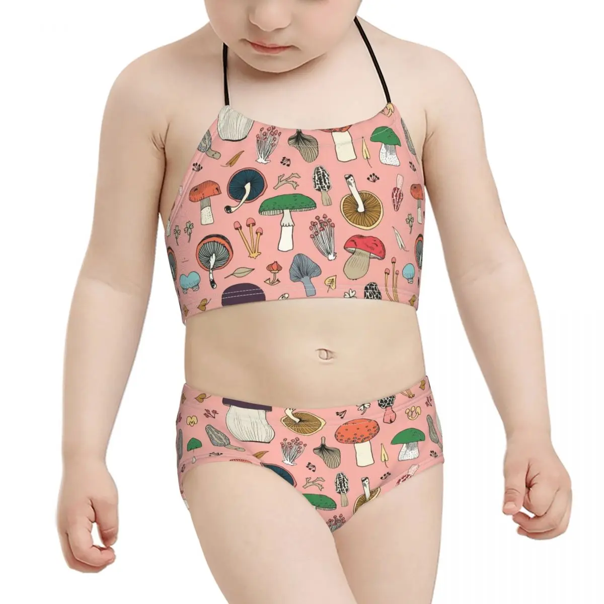 

Пляжная одежда для девочек в богемном стиле аниме 2021, детское бикини с принтом в виде розовых грибов, оптовая продажа, брендовый купальный к...