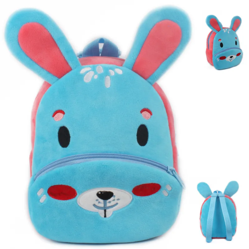 

1-3 Years Cartoon Animal Blue Rabbit Plush Backpacks Bunny School Bags Kids Gift