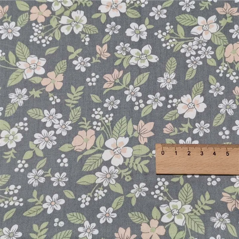 grayish green flower Хлопок, саржа, зеленый, белый, синий, темно-красный, серый, маленький, Красный, розовый, желтый, цветок, цветочный материал, сделай сам для детей, кукла, одежда, платье, Декор - Цвет: grayish green flower