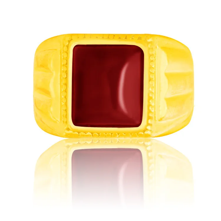 Женское кольцо с натуральным морганитом невыцветающее из 24 каратного золота