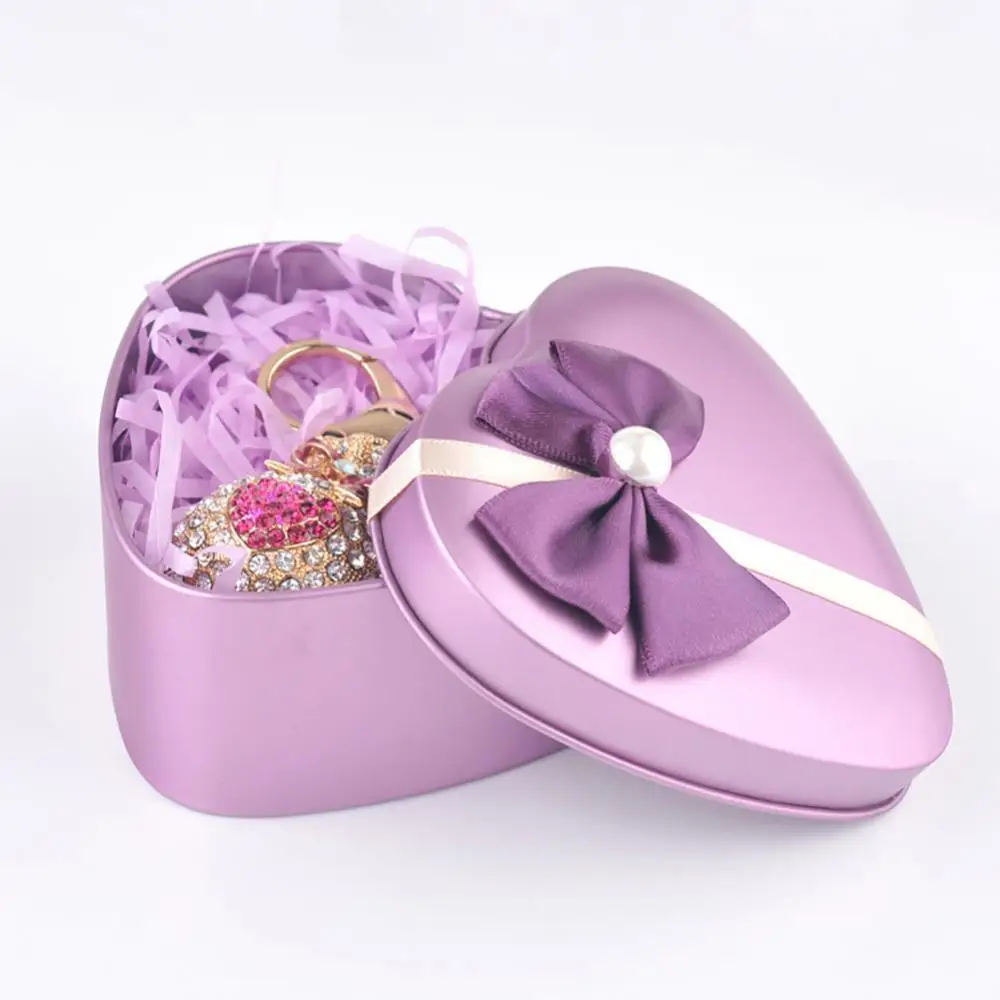 

Fashion Heart Shape Bow-knot Jewelry Gift Box Present Case with Shredded Paper
