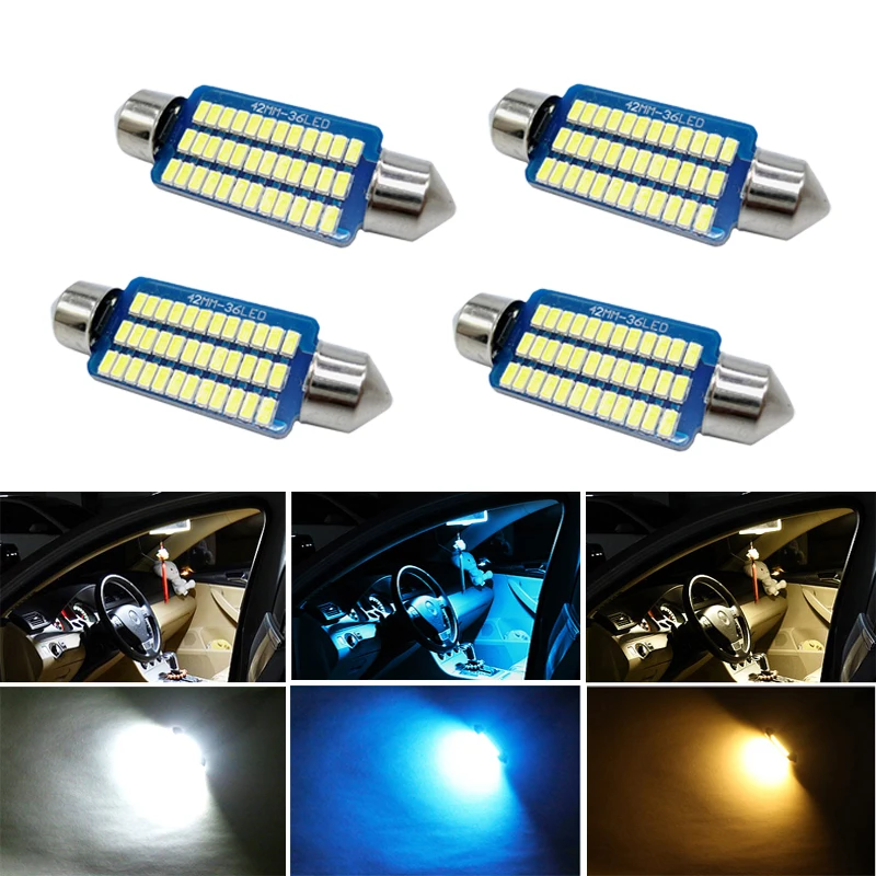 

4x 31mm 36mm 39mm 42mm C5W C10W Car Festoon Lamp Auto Dome Light Interior Bulb Reading Bulb White blue for opel astra k zafira