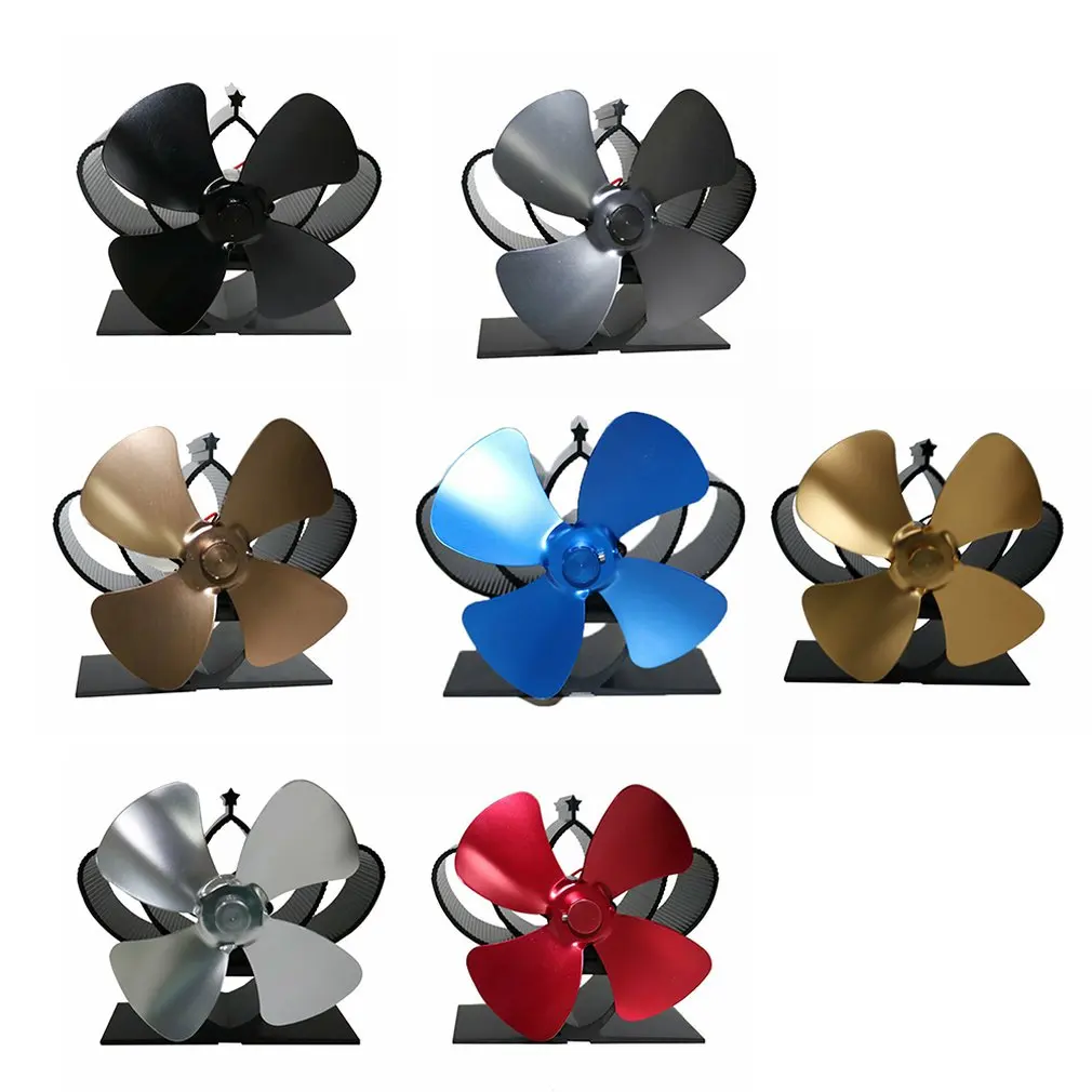 

Black Fireplace 4 Blade Thermal Heat Powered Pellet Stove Fan Oven Wood Burner Eco Fan Tools for Decorative Accessories Portal