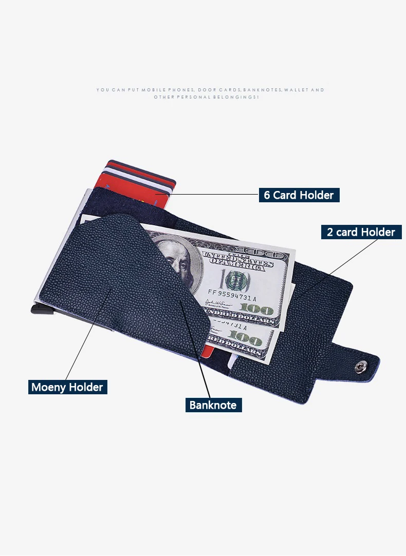 Мужской кошелек из натуральной кожи RFID держатель для кредитных карт