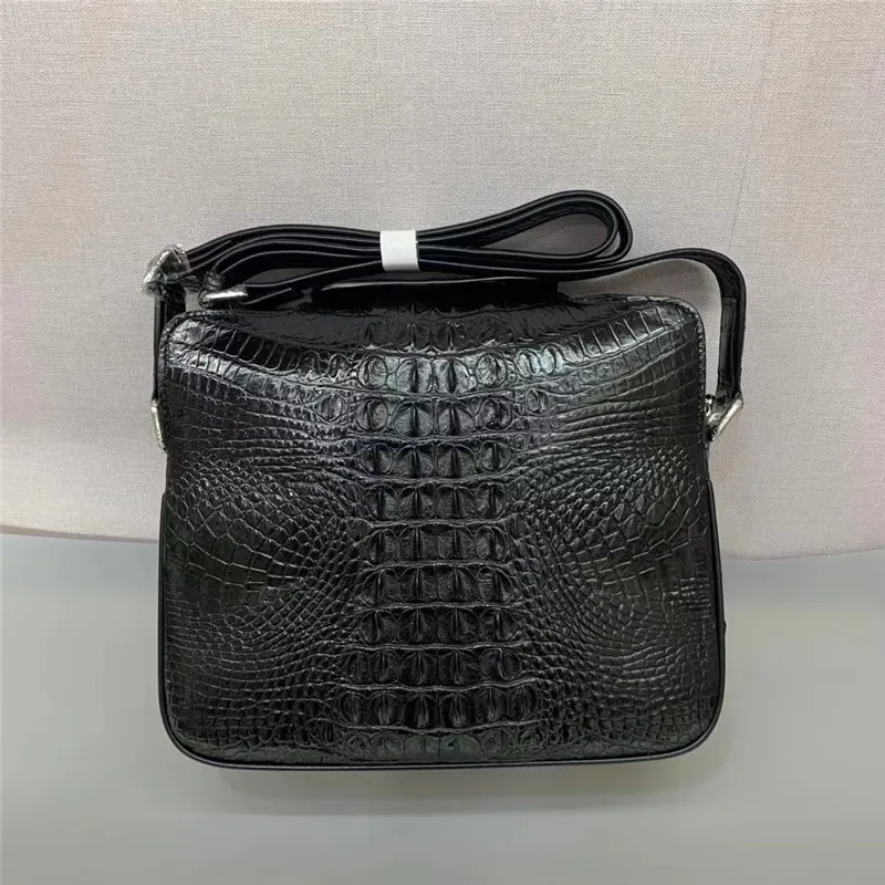 Повседневная стильная мужская черная сумка из натуральной крокодиловой кожи