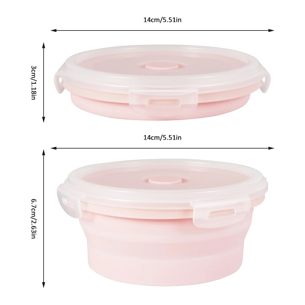 

2pcs Silicone Collapsible Lunch Box Food Storage Container Bento Microwavable Dinnerware for Outdoor Portable Picnic Camping Box