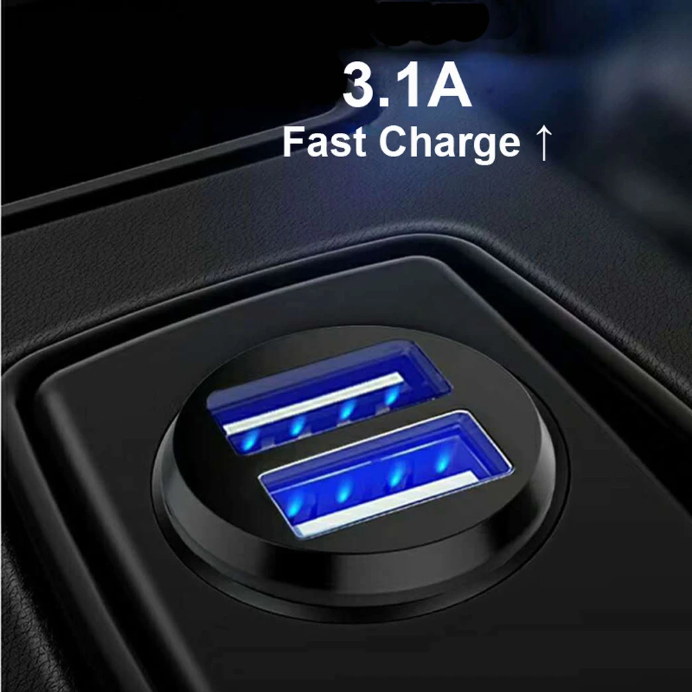 Мини Переходник USB для зарядки в машине 3.1A с цифровым светодиодным Дисплей