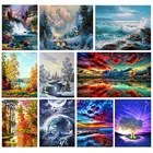 5D алмазная живопись своими руками, пейзаж, красочный настенный Декор для гостиной, полная круглая вышивка, Набор для вышивки крестиком, подарок ручной работы