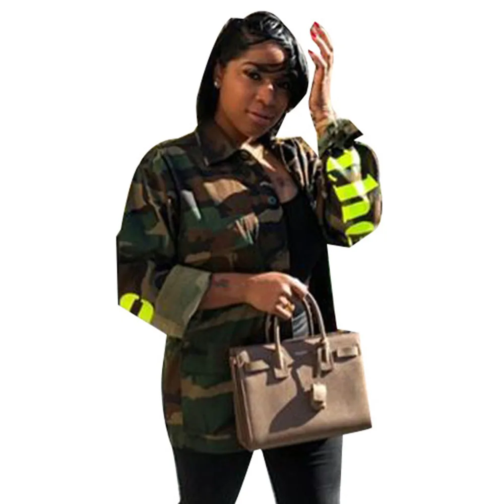 2019 Осенняя камуфляжная осенняя куртка женская модная уличная армейская Военная