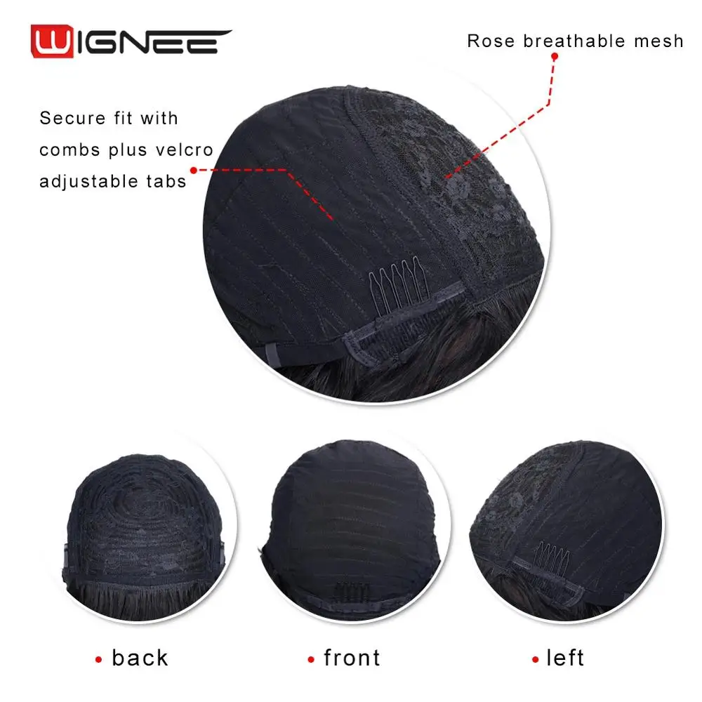 Wignee короткие парики из человеческих волос с бесплатной челкой для черных/белых