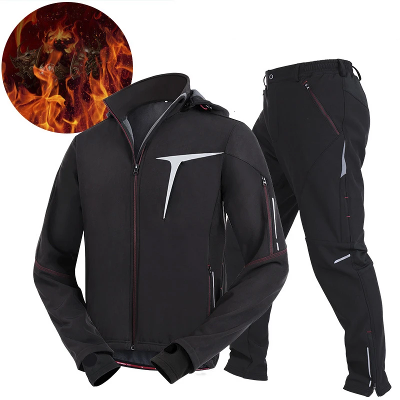 Зимний водонепроницаемый теплый комплект для велоспорта на молнии походов