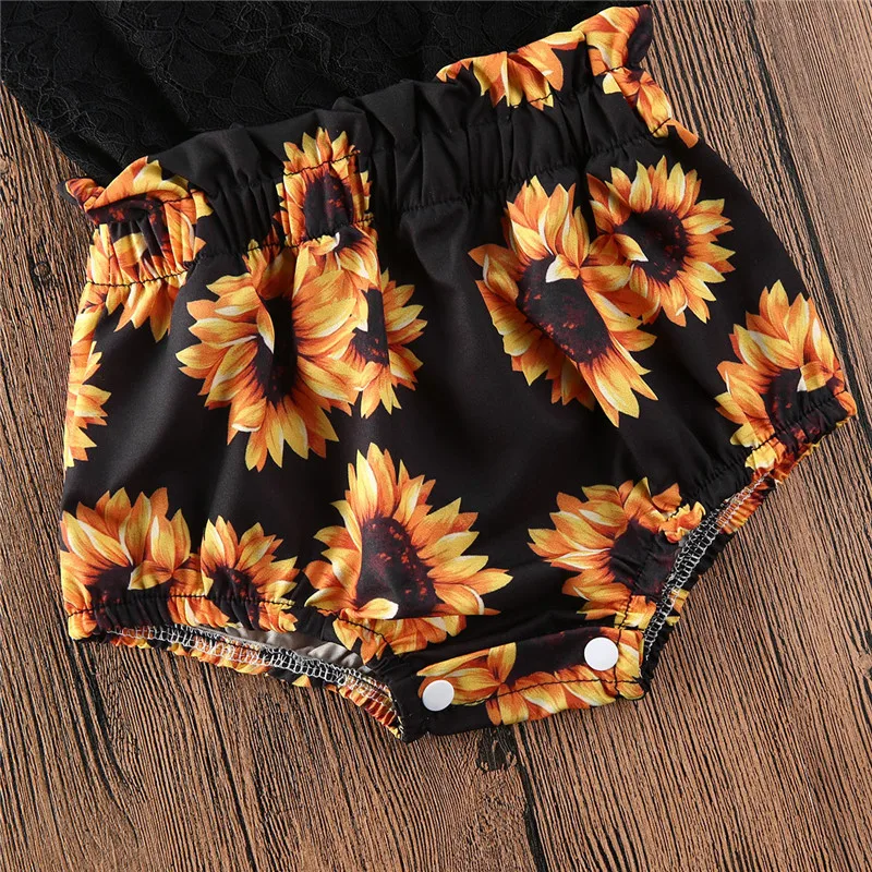 

2020 New Brand Infant Baby Girl Clothes Romper Short Sleeve Jumpsuit Cotton Sunflower Romper 1Pc Summer Outfits 0-24M Wholesale