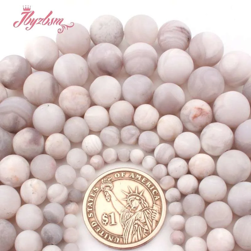 6 8 10mm Frosted Round White Crazy Lace Agates Natural Stone Bead For DIY Necklace Bracelets Jewelry Making 15&quot Free Shipping |