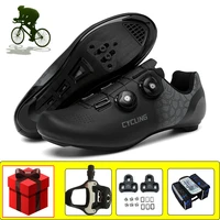 road cycling sneakers men women breathable self locking unisex bicicleta triatlon riding bicycle shoes add pedals flat shoes