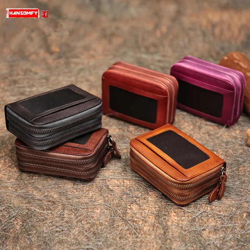 

Vintage Leather Mini Coin Purse Women Card Holder Wallet Multi-card Zip Small Coin Purse Female Business Card Holder Purses 2022