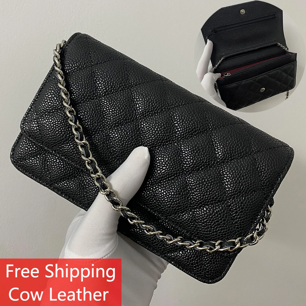 

Free Shipping Woc Fashion Simple Small Square Bag Women's Classic High Quality Real Leather Chain Mobile Phone Shoulder Handbags