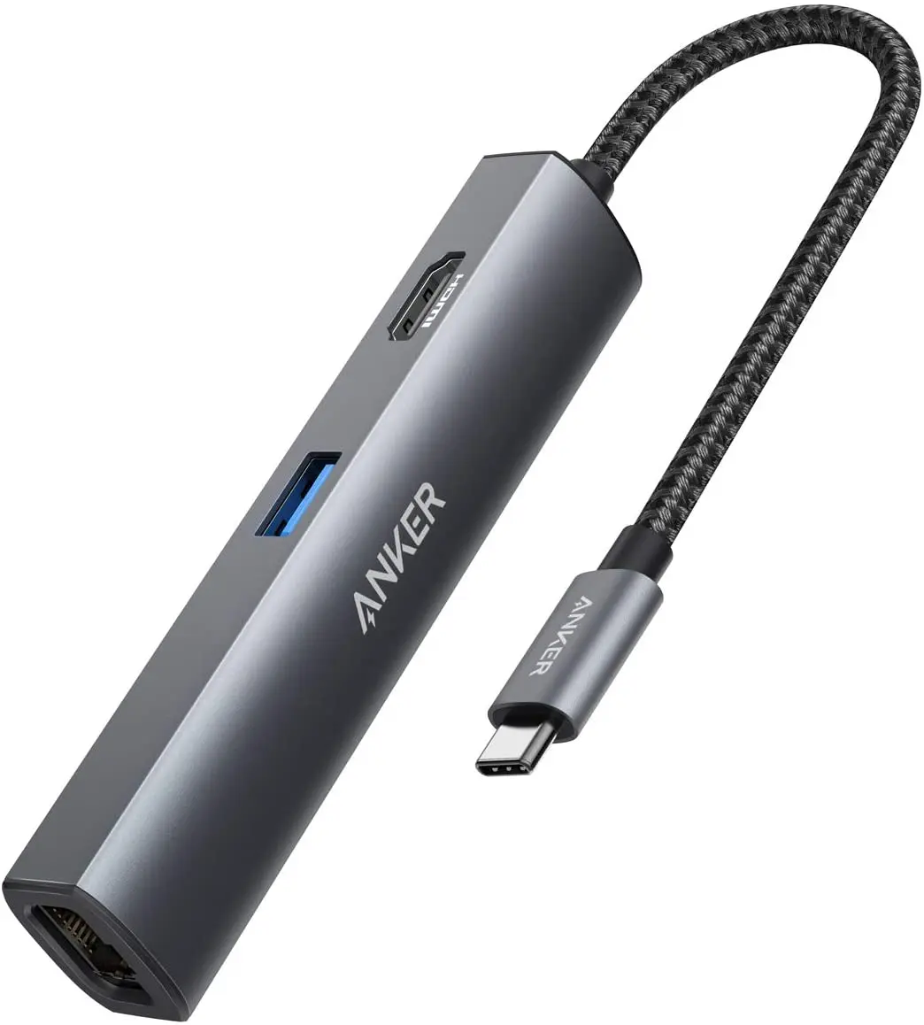 

Адаптер Anker [Улучшенный] USB C Hub, 5-в-1 USB C адаптер с 4K USB C на HDMI, Ethernet порт, 3 порта USB 3,0, для MacBook
