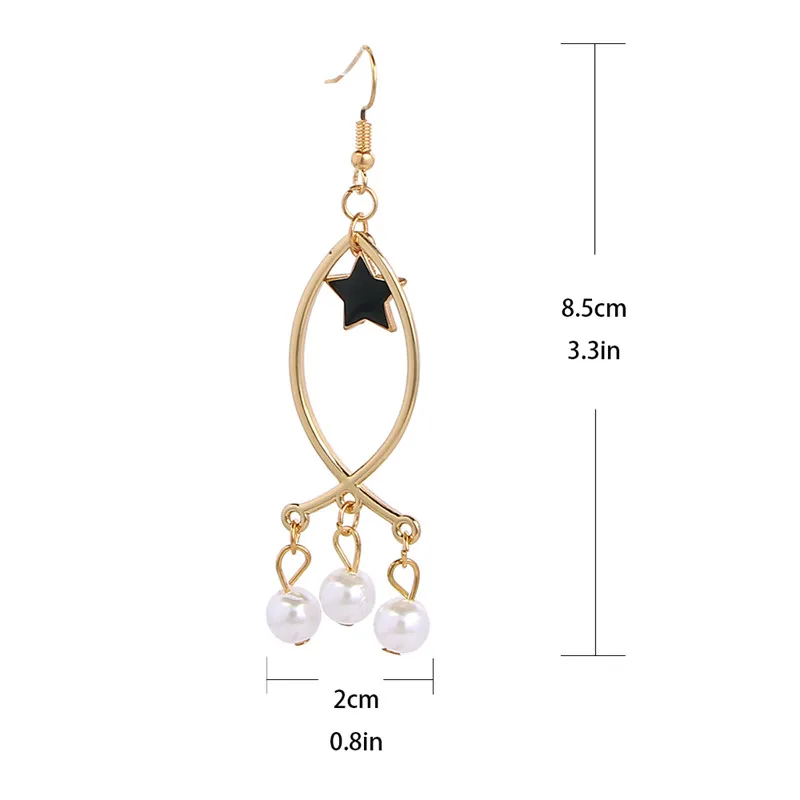 Модные милые золотые стерео серьги в форме рыбьей звезды с жемчугом для женщин