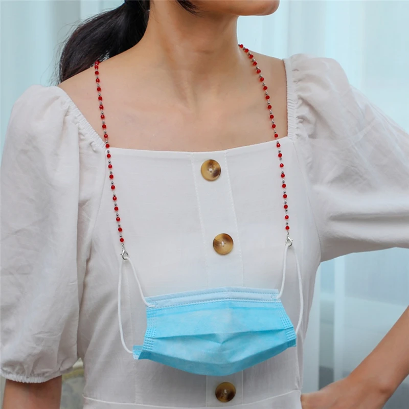 

Chic Colorful Crystal Beaded Chain For Glasses Women Mask Necklace Rose Sunglasses Chain Lanyards For Mask Neck Holder