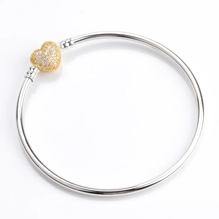 

Authentic 925 Sterling Silver Pan Bracelet Creative Heart-shaped Button Diy Bracelet Fit Charm Women Jewelry