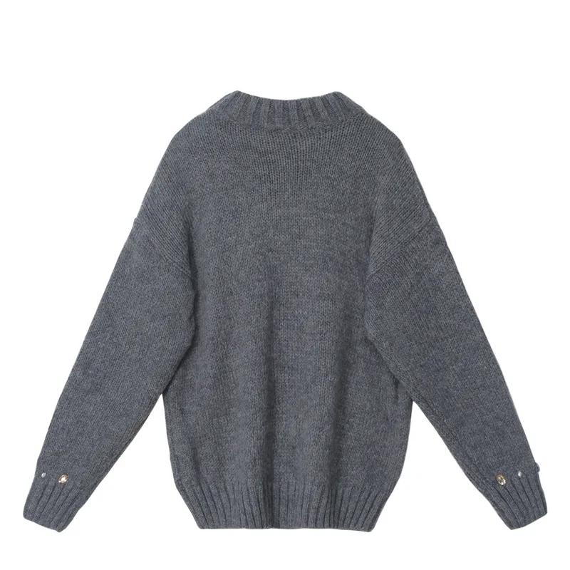 

Women Jumper Pullover Good Quality Fall Winter Christmas Female Luxury Elegant Mohair Hand Colorful Gem Knitwear Knit Sweater