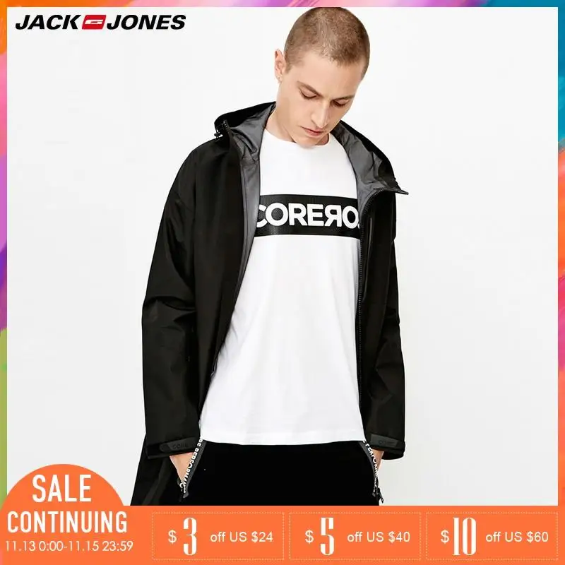 JackJones Осень Мужчины с капюшоном водонепроницаемый досуг длинными рукавами