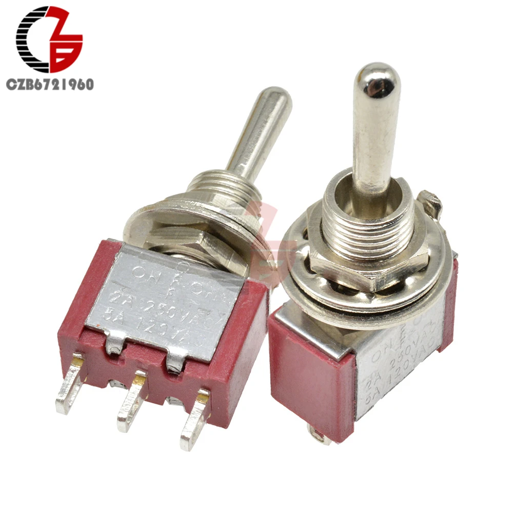 MTS-103 Toggle Switch 13*8MM Red 3Pin On-Off-On Silver Contactor 125V 5A 250V 2A | Обустройство дома