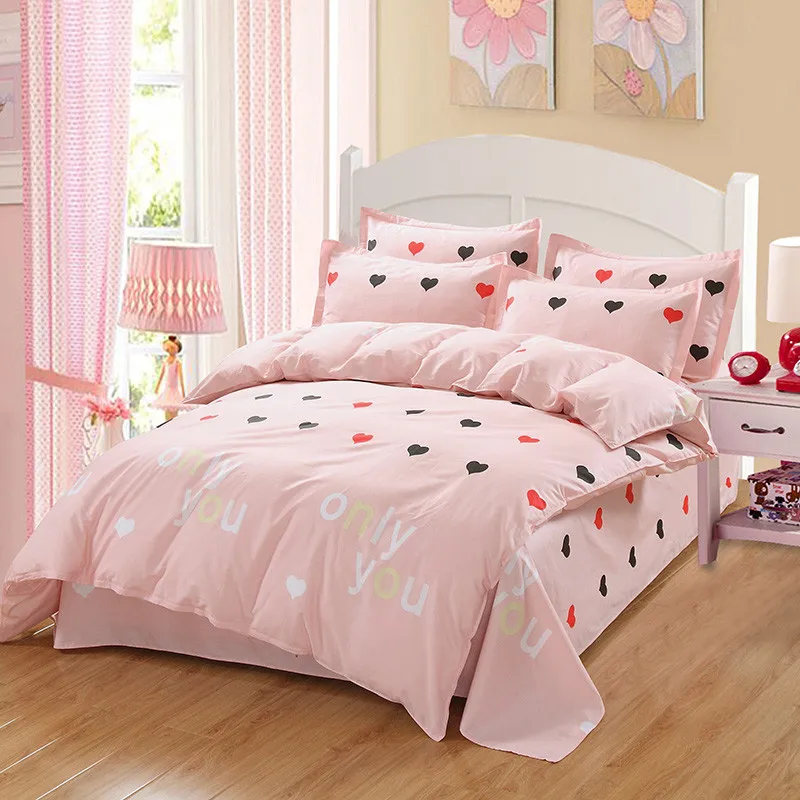 

Lovely heart-shaped Bedding Set Bed Linen Set 4/3 pcs soft Bed Sheet Duvet Cover Fashion trend bedclothes for girl women