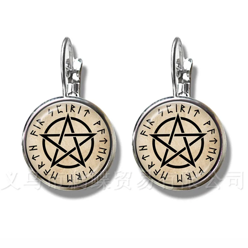 

Классические серьги с пентаклем Древо жизни картина стеклянные бусины для создания ювелирных изделий с серебряным покрытием для женщин и д...