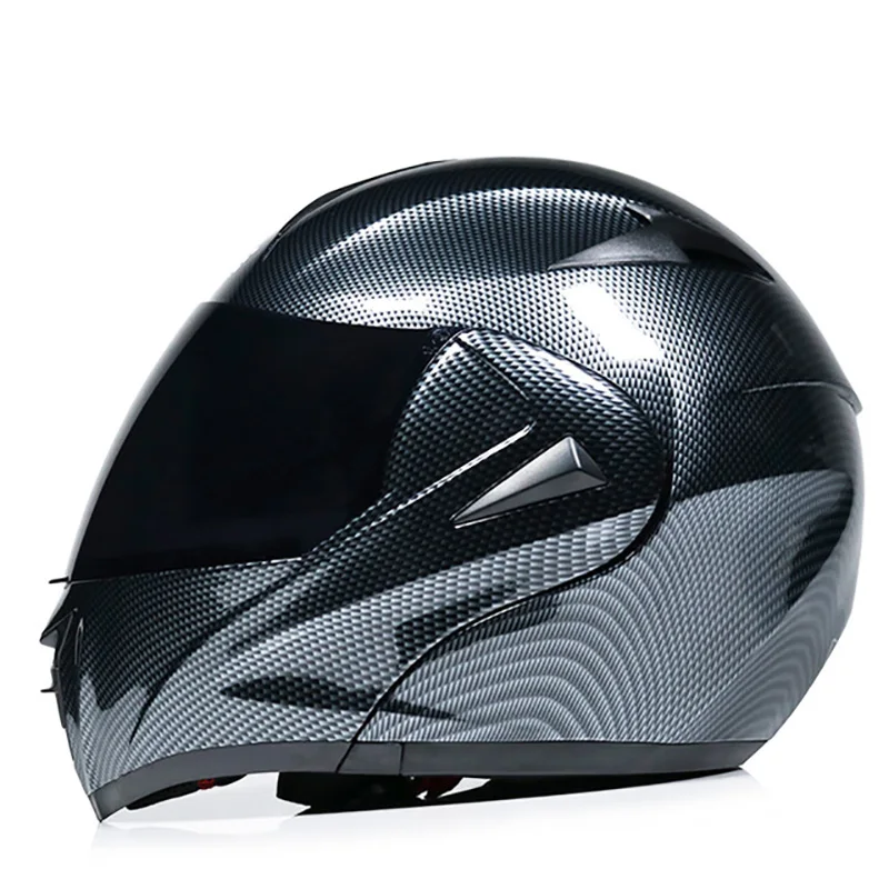 

USHINE Off-road motorcycle carbon fiber pattern helmet male face helmet double lens full face racing helmet women