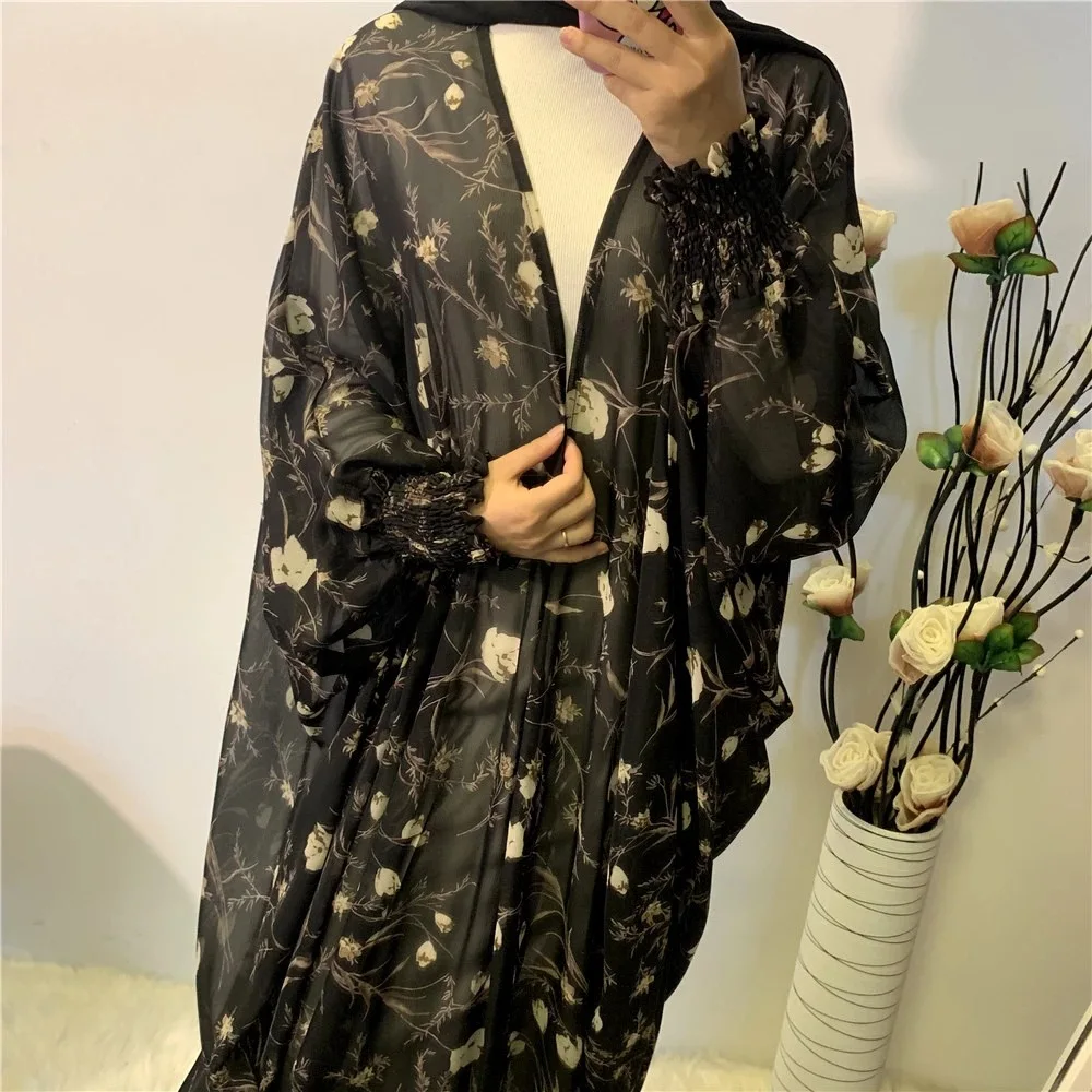 

Muslim Dress Muslim Fashion Women's Summer Soft Chiffon Printed Muslim Islamic Robes Long Dresses Abaya Dubai Abaya Turkey