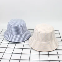new korean version plaid simple bucket hat reversible unisex fashion fisherman hat bob caps women men panama hat summer sun cap