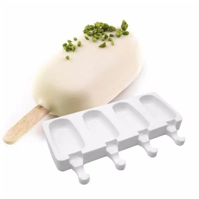 

New Homemade Silicone Ice Cream Mold 4 Hole Popsicle Mold Ice Cream Stick Maker Stick Mold Freezer Popsicle H8N4