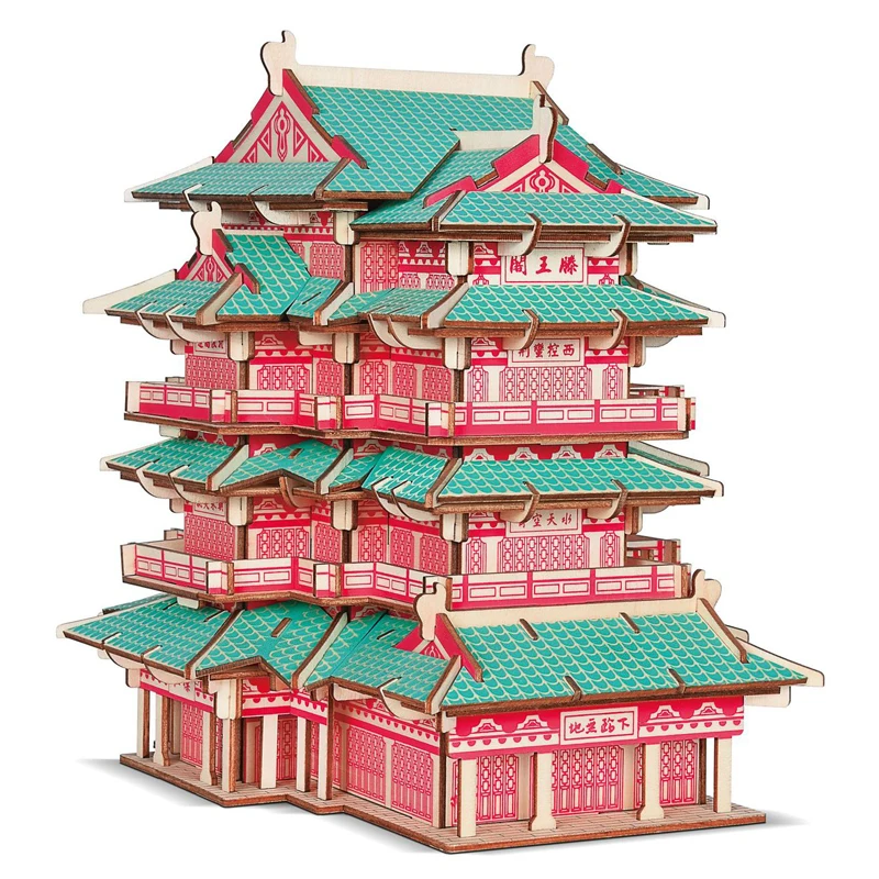 Pavilion of Prince Teng 3D Wooden Jigsaw Puzzle Woodcraft Construction Kit Wood Chinese Ancient Building Model Toy (307 Parts) | Игрушки и