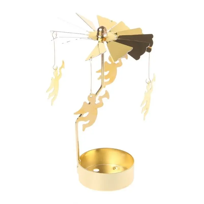 Вращающийся металлический Спиннер карусель лошадка для лампы в форме свечи Чай светильник держатель мульти-shape форме, благодаря чему создается ощущение невесомости с романтическая настольная лампа Рождественские украшения без лампы в форме свечи - Цвет: 2