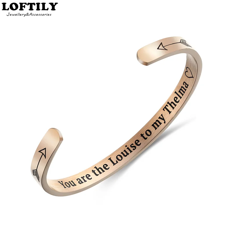 

6mm Stainless Steel Cuff Bracelet Jewelry Gift for Man Women Love Family Jewelry Engraved Quote You are the Louise to my Thelma