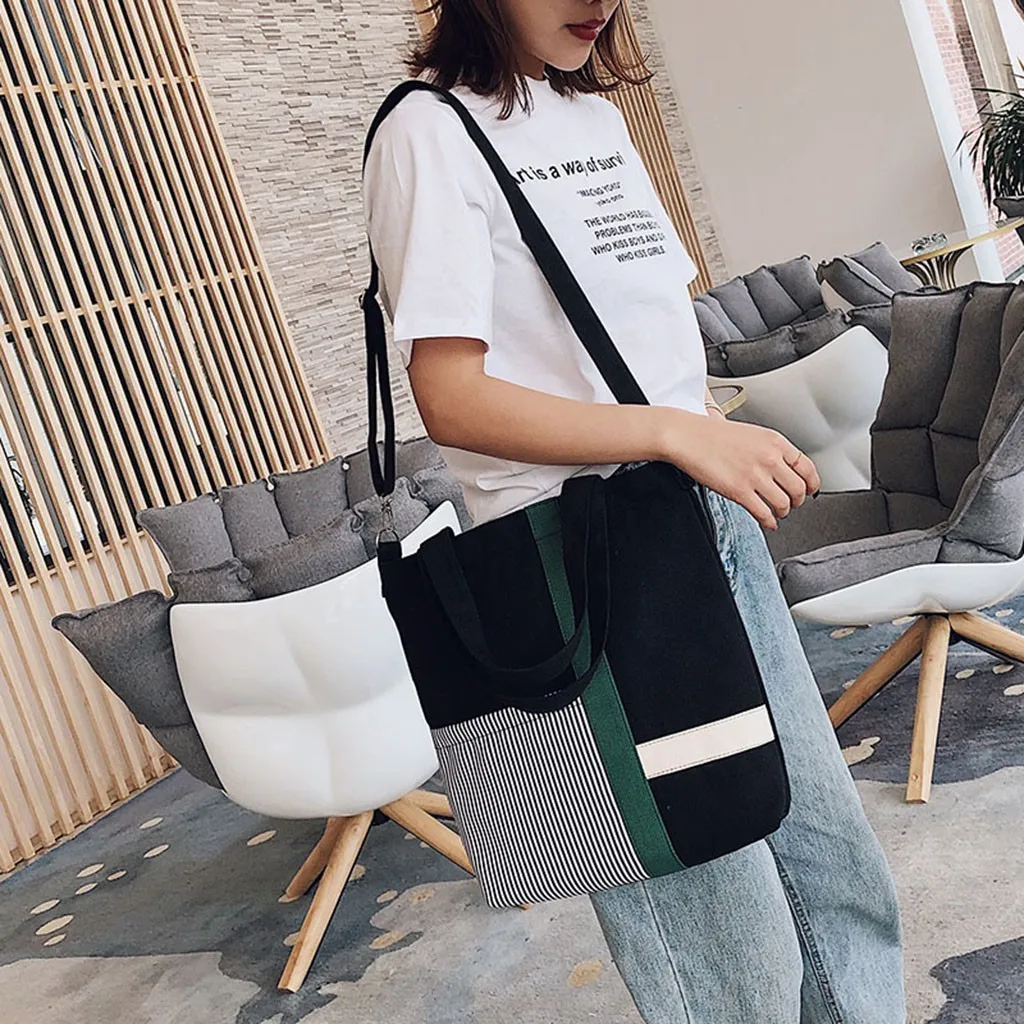 Большая вместительная женская сумка на плечо новинка 2019 модная через из парусины