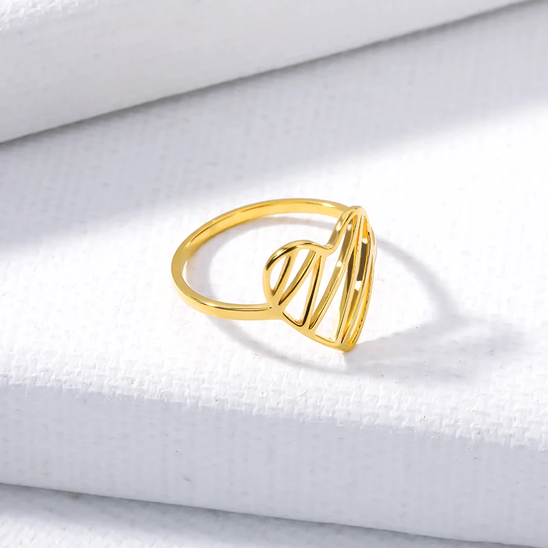 Женское кольцо с открытым сердцем из нержавеющей стали|Кольца| |