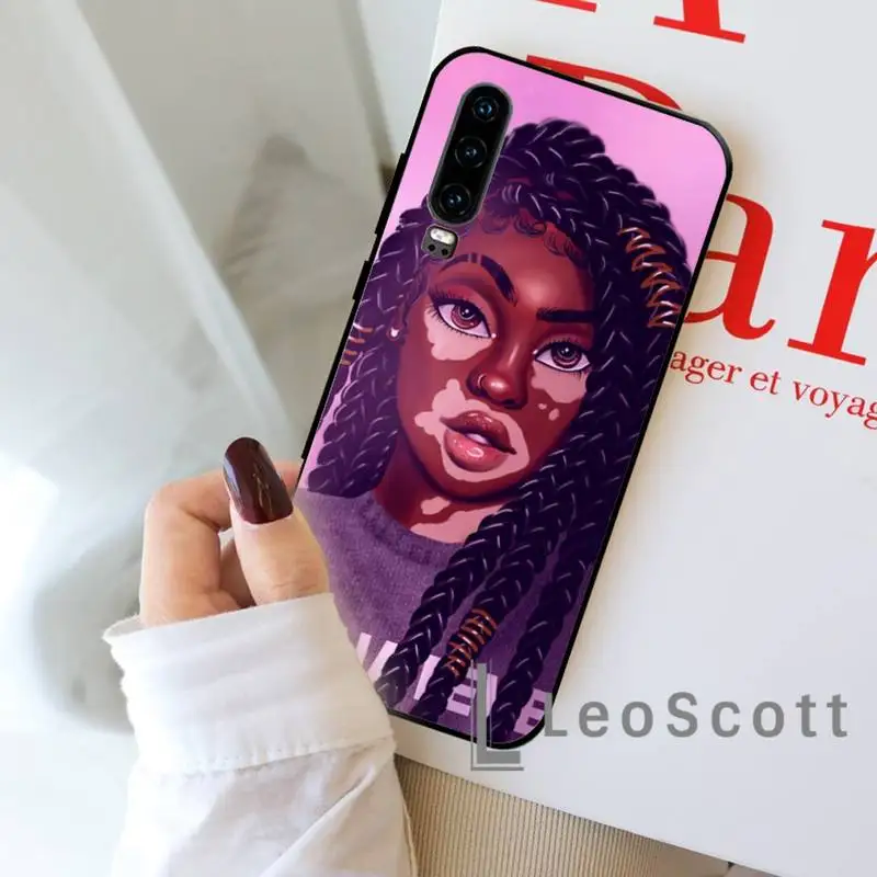 

Black girl Phone Case For Huawei P20 P30 P40 lite Pro P Smart y7 2019 mate 20 nova 3 mate 20