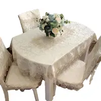 7 Pcs/Set Lace Oval Tablecloth And Chair Cover Set, Can Be Matched With European, American And New Chinese Furniture