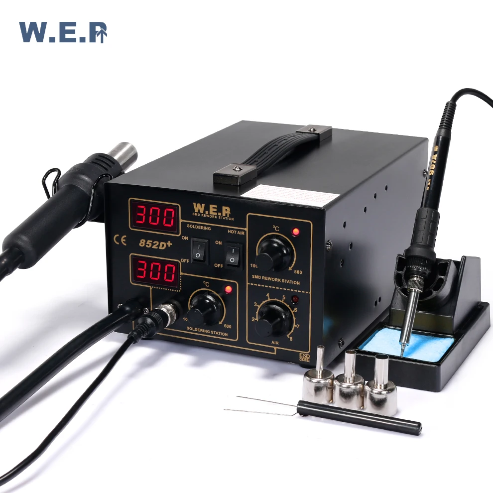 

852D + hot air with adjustable air flow with solder air welding station