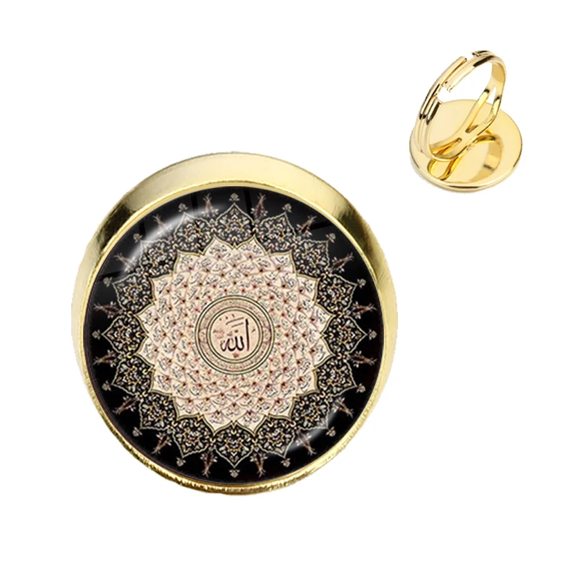 Я мусульманин и надписью I Love кольца Аллаха Стекло кабошон Бог исламские