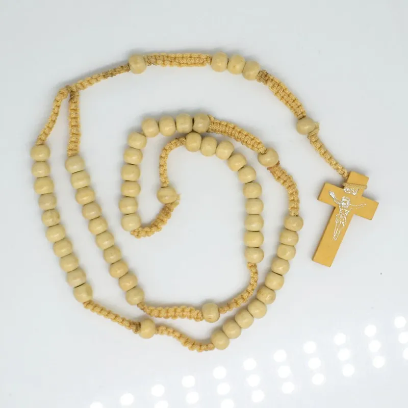 12x Beige Hout Rozenkrans Kralen Inri Jesus Cross Hanger Ketting Katholieke Fashion Religieuze Sieraden Groothandel 12x Beige Hout Rozenkrans Kralen Inri Jesus Cross Hanger Ketting Katholieke Fashion Religieuze Sieraden Groothandel